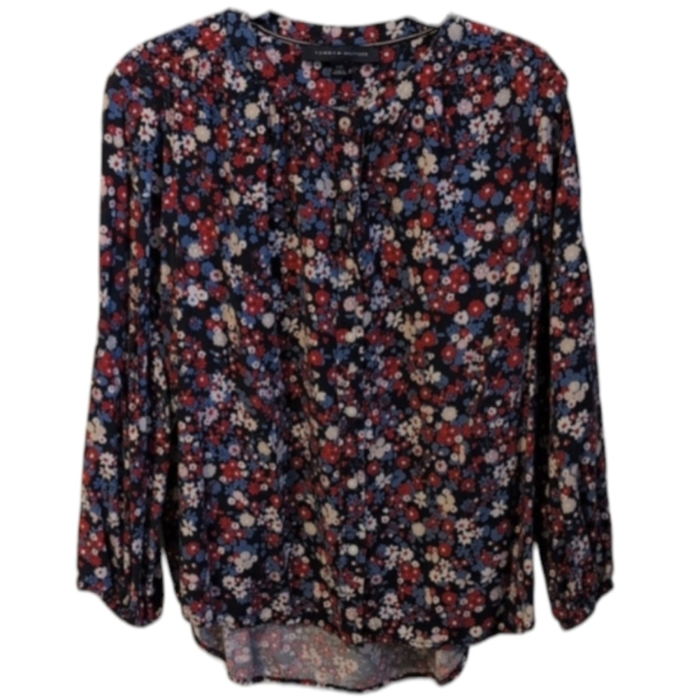 Tommy Hilfiger Navy Floral Blouse Size Large